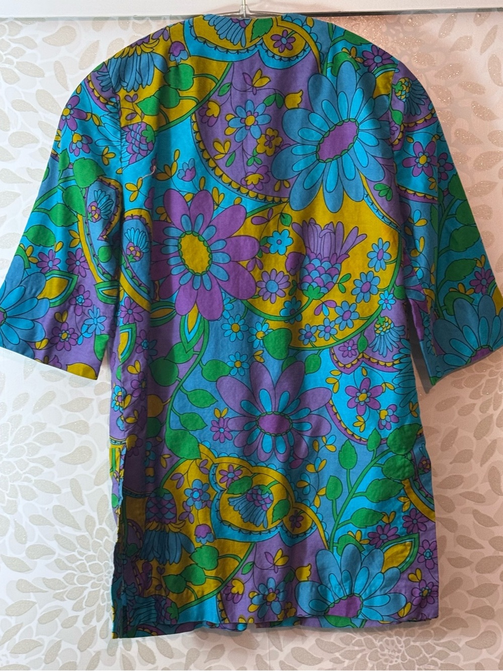 Vtg 70s Sun Fashions Of Hawaii Women’s S Flower Power Groovy Top Hippie Blouse - Picture 2 of 9